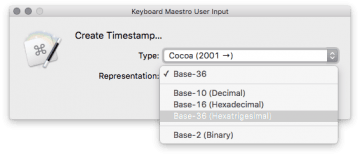 Timestamp creator encoding selection